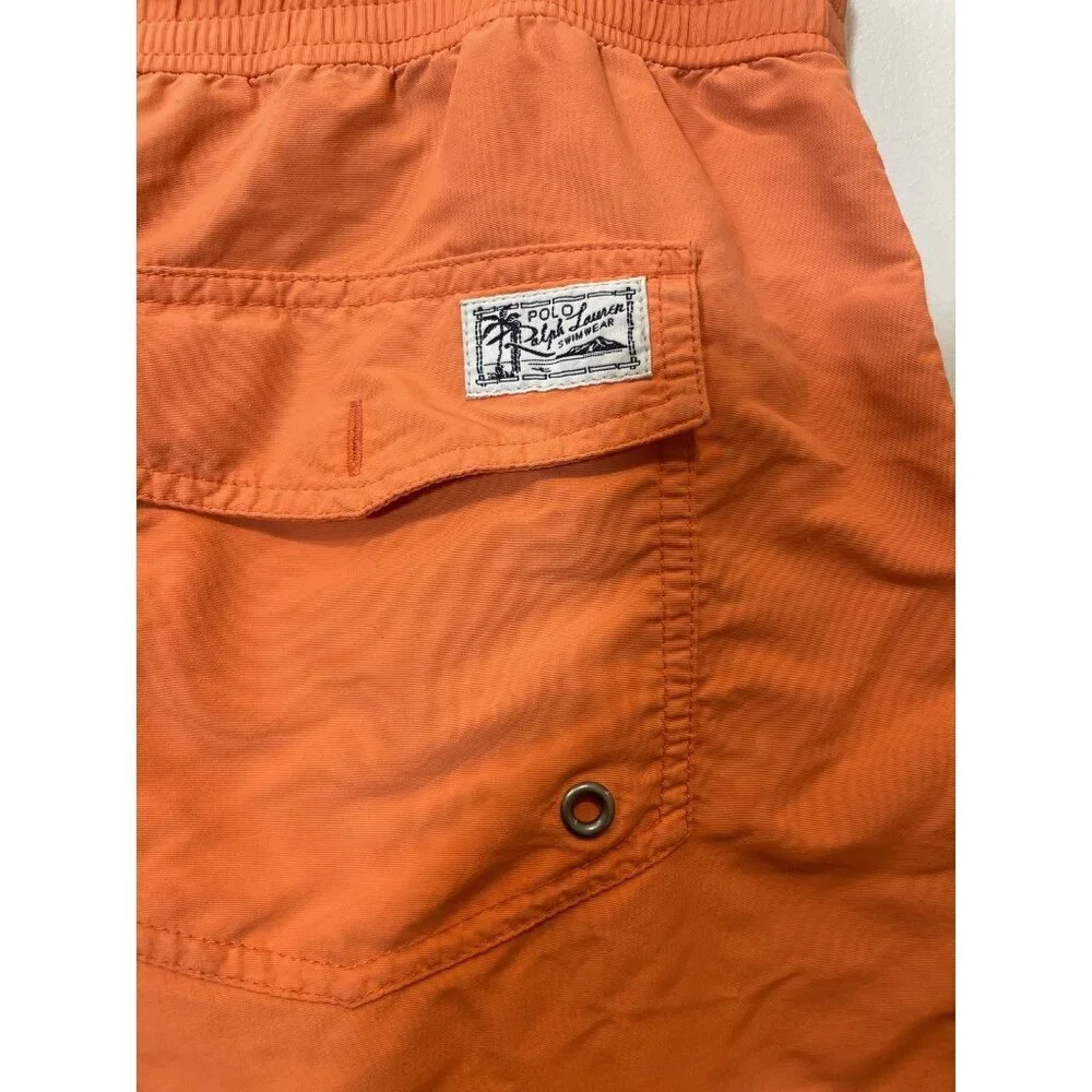 Polo Ralph Lauren Orange Swim Trunks Beachwear Summer Men's Size XL Drawstring‎